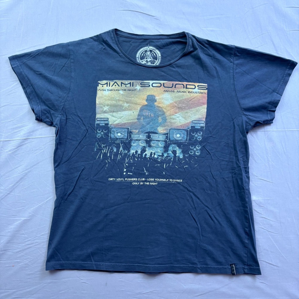 Cotton‎ On Miami Sounds DJ Graphic Tee Navy Blue XL Streetwear